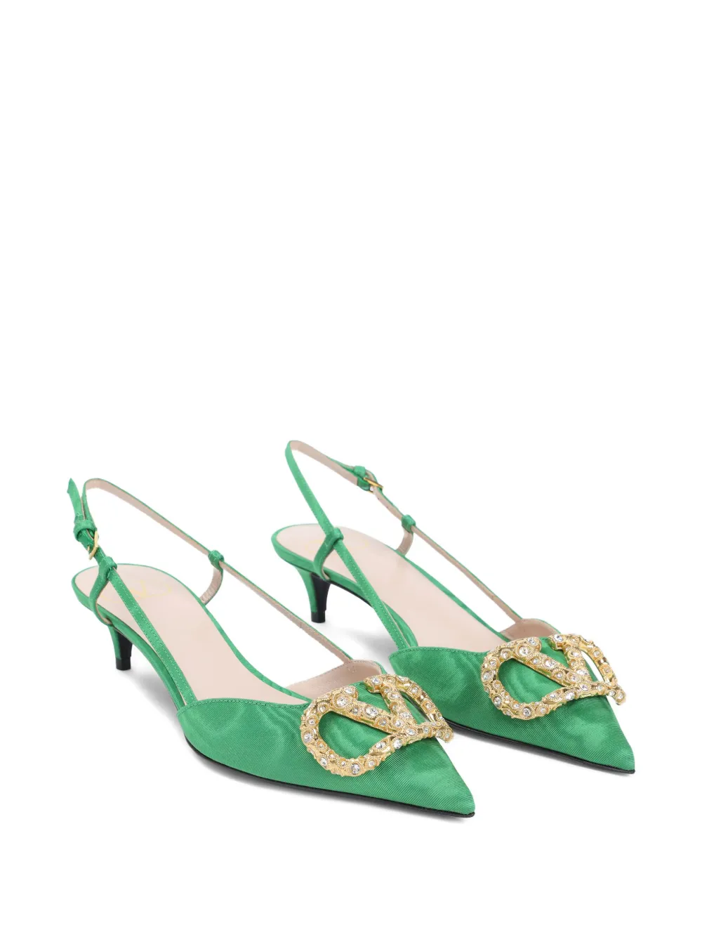 Valentino Garavani 45mm crystal-embellishment slingback pumps Green