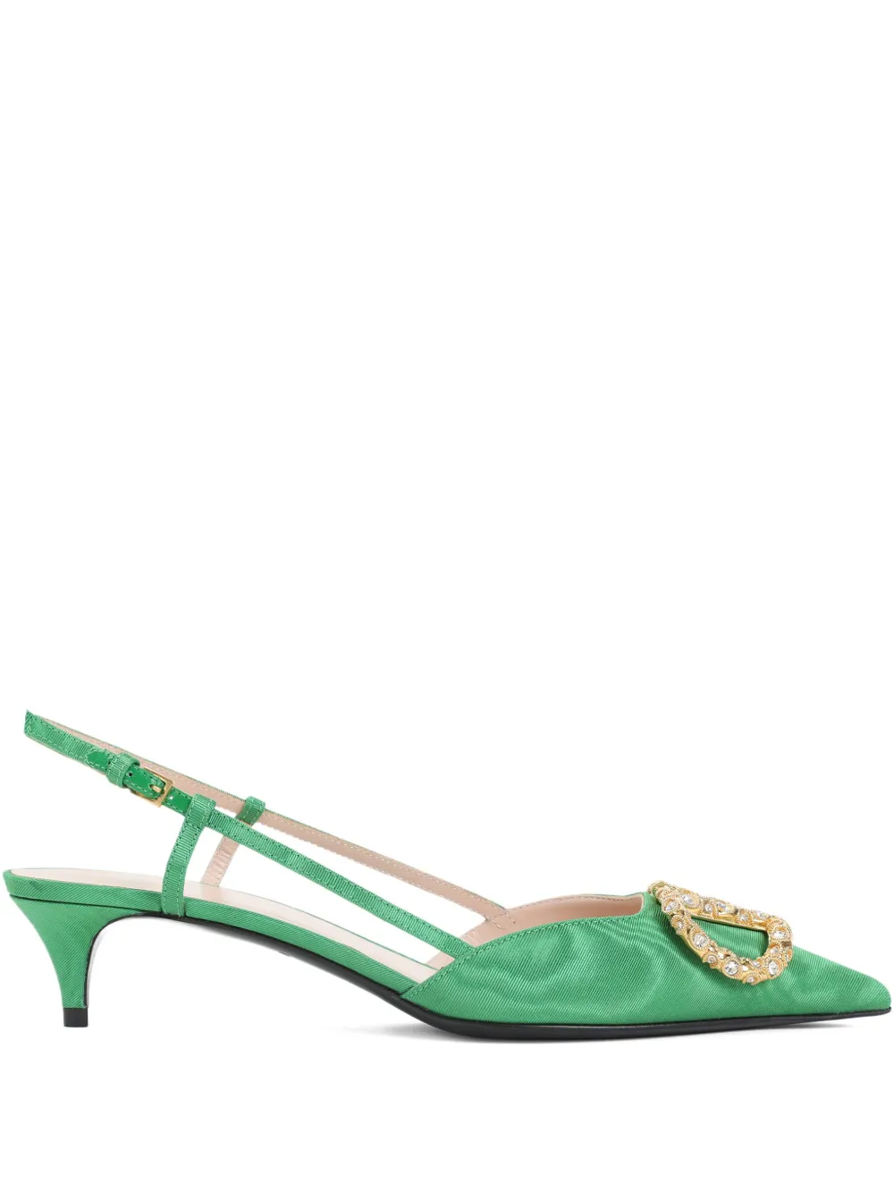 Valentino Garavani 45mm crystal-embellishment slingback pumps Green