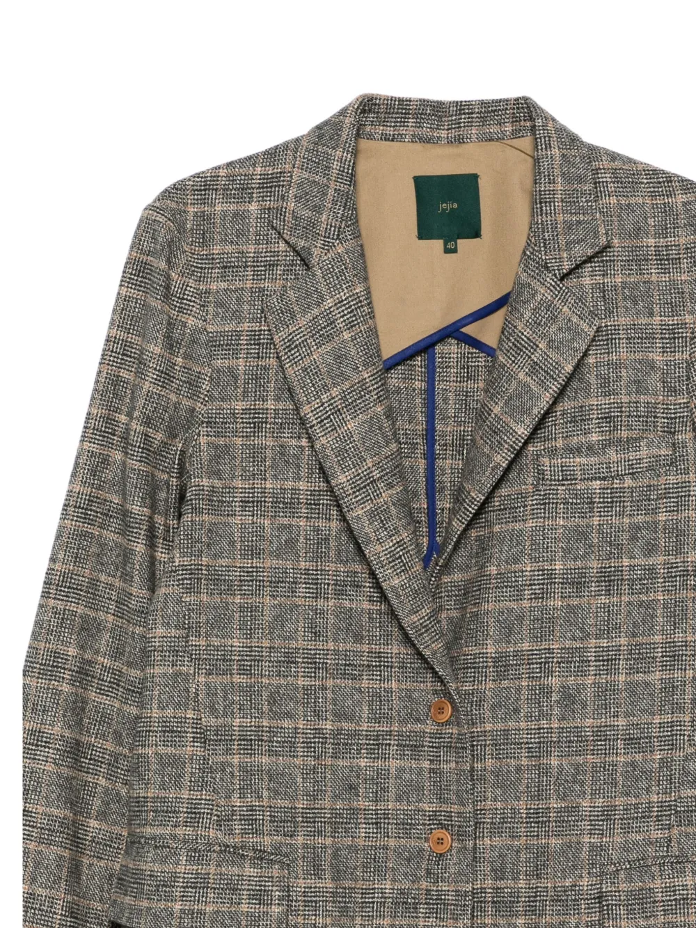 Jejia Check-pattern Contrast-cuff Blazer In Gray