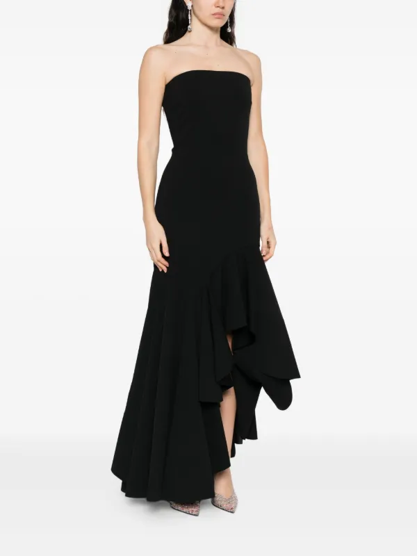 solace london asymmetric dress Lydia asymmetric draped crepe gown - brown