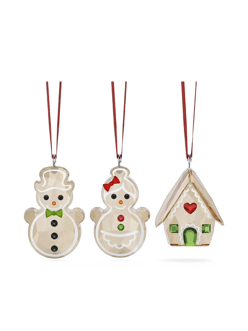 Swarovski bow gingerbread ornament christmas set - ニュートラル