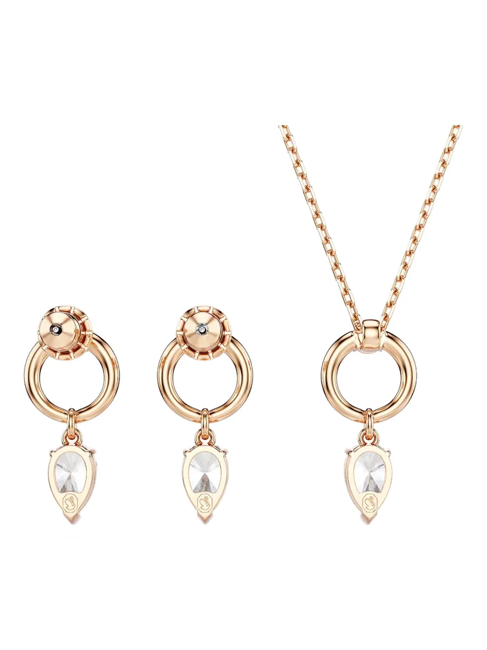 Swarovski Mesmera Teardrop Pendant Necklace 3 Set In Gold