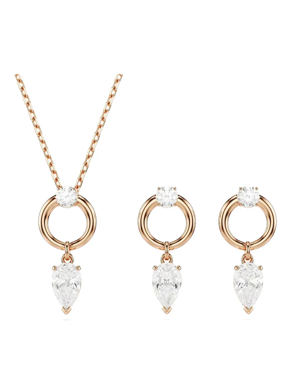 Swarovski Mesmera Teardrop Pendant Necklace 3 Set In Gold