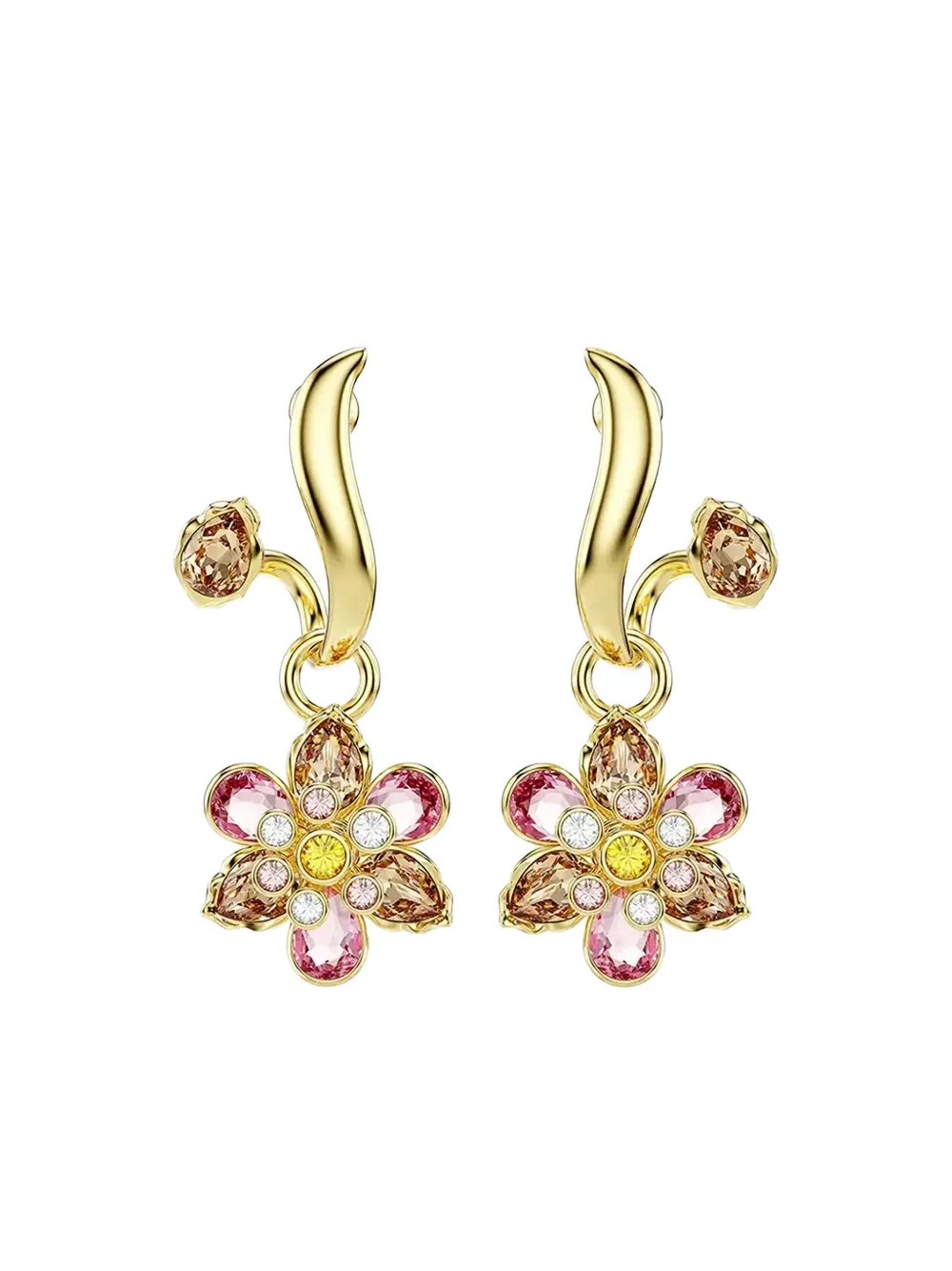 Swarovski Idyllia flower-motif earrings (set of three) | Gold | Image 1