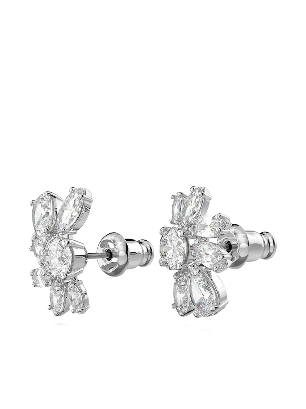 Swarovski Mesmera Crystal Flower Earrings In Silver