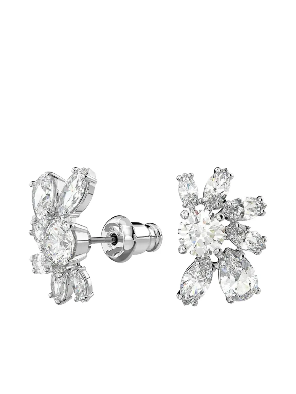 Swarovski Mesmera Crystal Flower Earrings In Silver