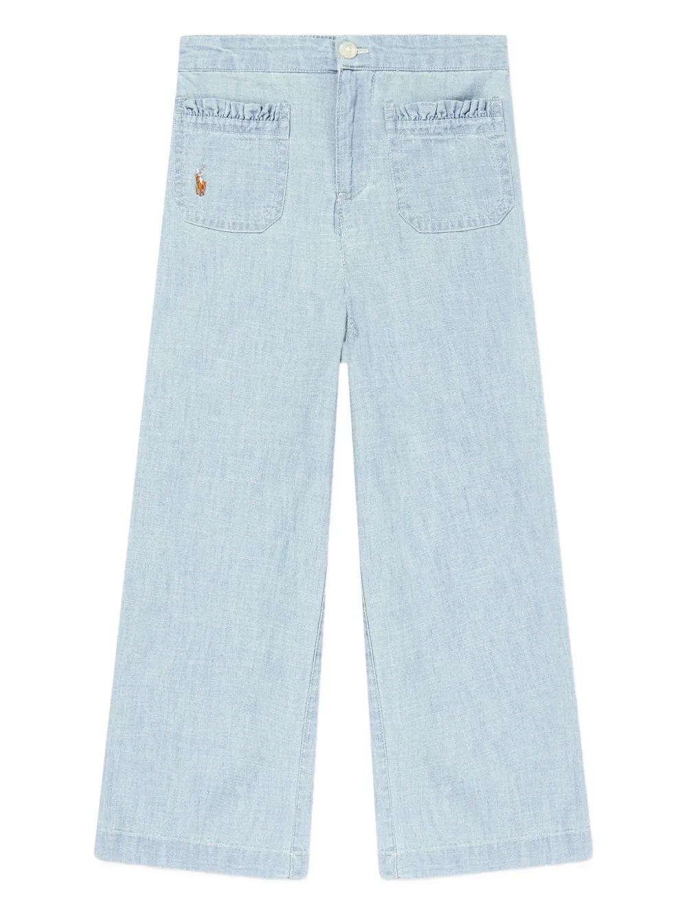 POLO RALPH LAUREN KIDS ruffled pocket jeans - ブルー POLO RALPH LAUREN KIDS ruffled pocket jeans - ブルー
