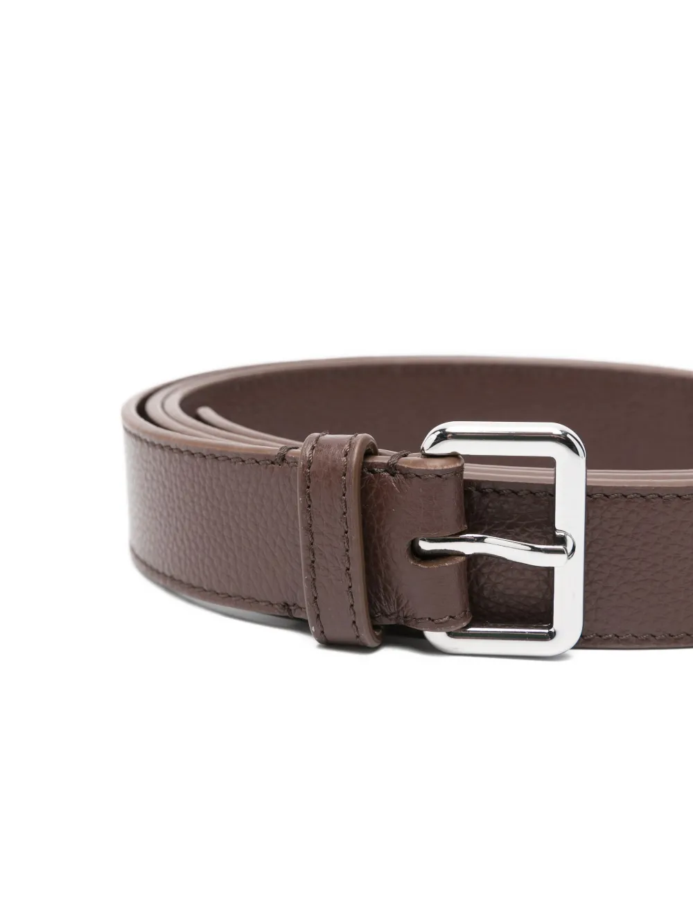 Plan C Leather Buckled Belt In Brown