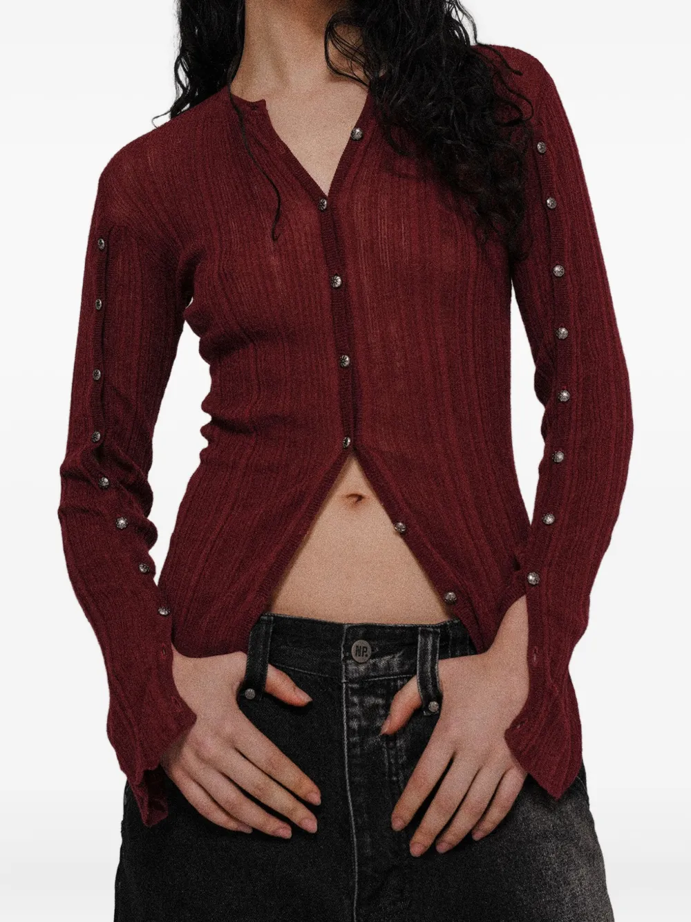 Protémoa Touch Ribbed Cardigan In Red