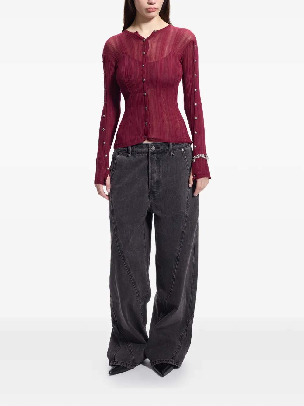 Protémoa Touch Ribbed Cardigan - Red 