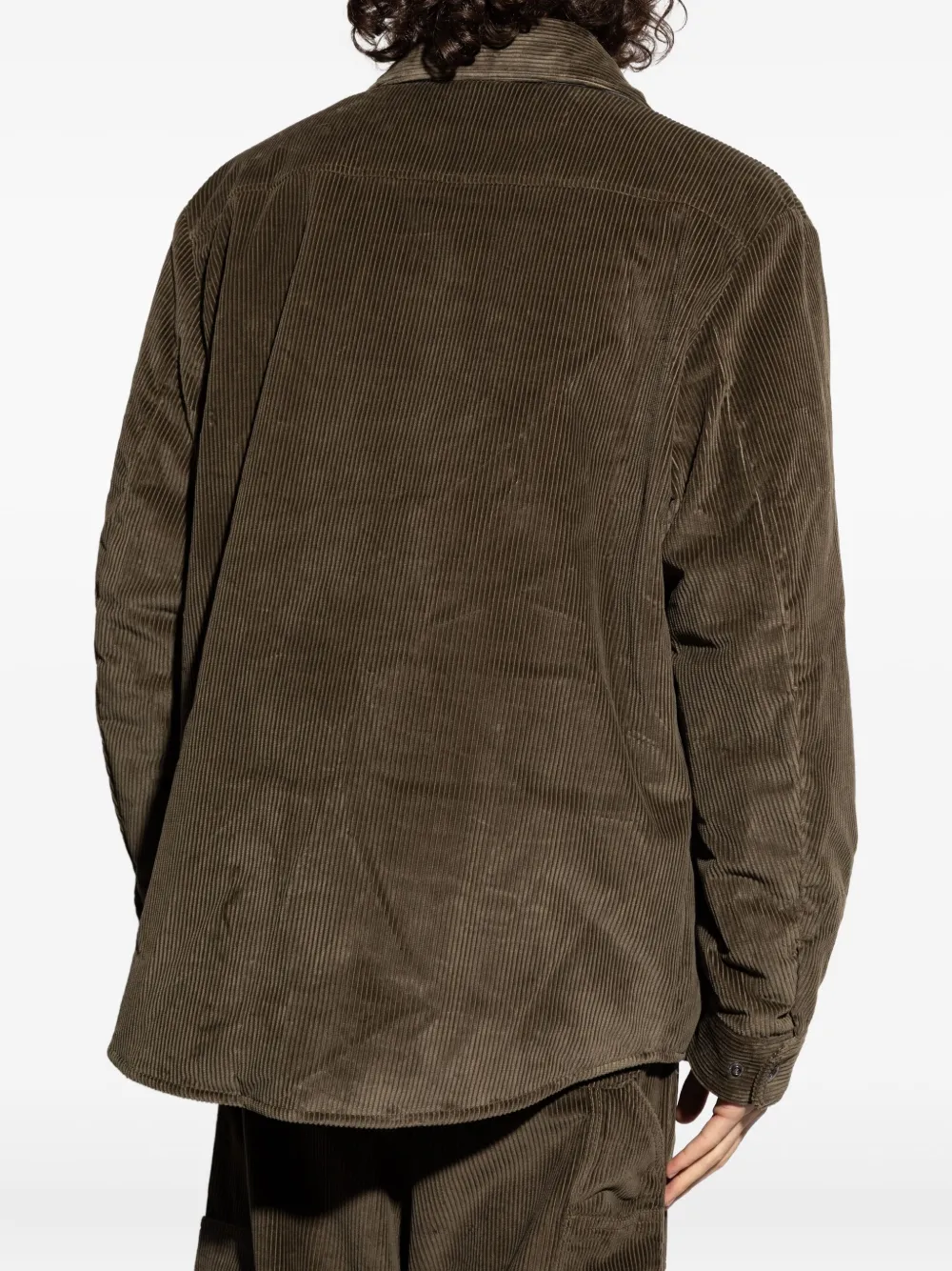 Moncler Corduroy Buttoned Jacket In Gold