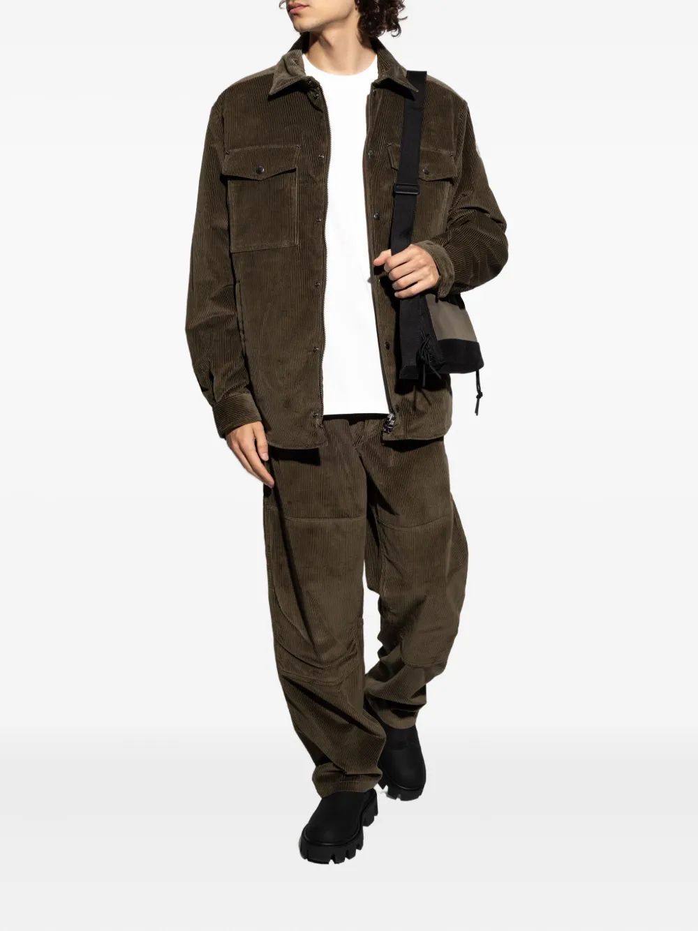 Moncler Corduroy Buttoned Jacket In Gold