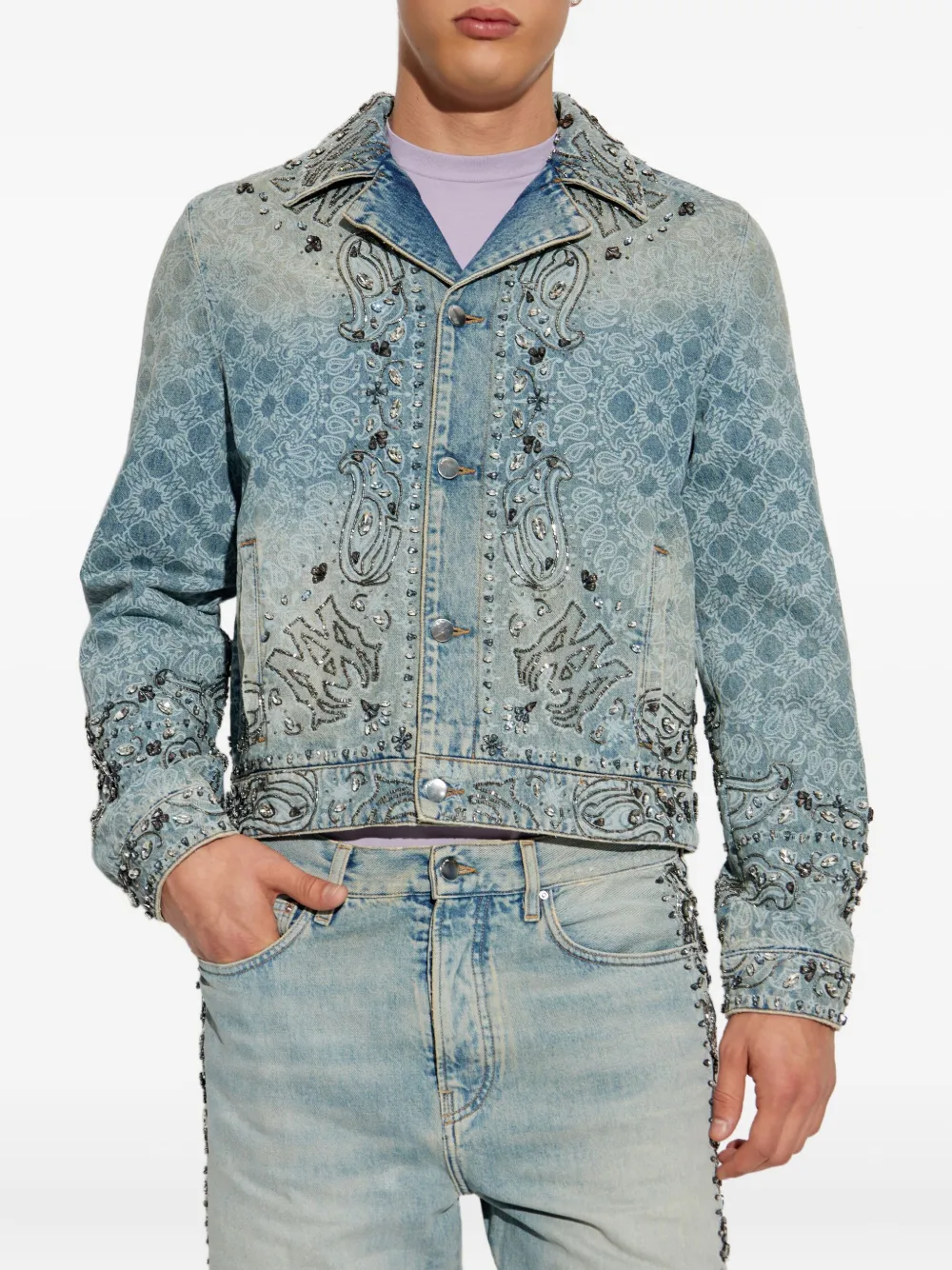 AMIRI Jack verfraaid met paisley Blauw