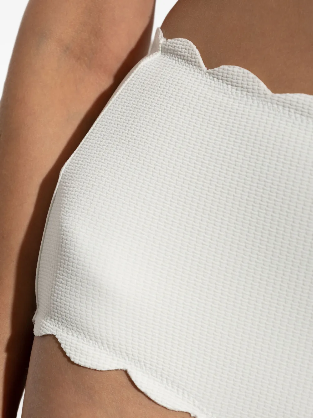 Marysia Santa Monica Scallop-edge High-waisted Swimsuit Bottoms In White