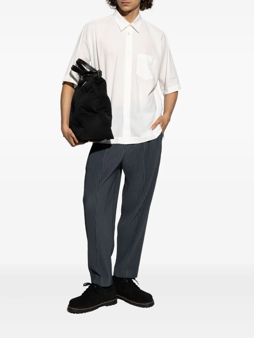 Homme Plissé Issey Miyake Overhemd met zak en korte mouwen - Wit