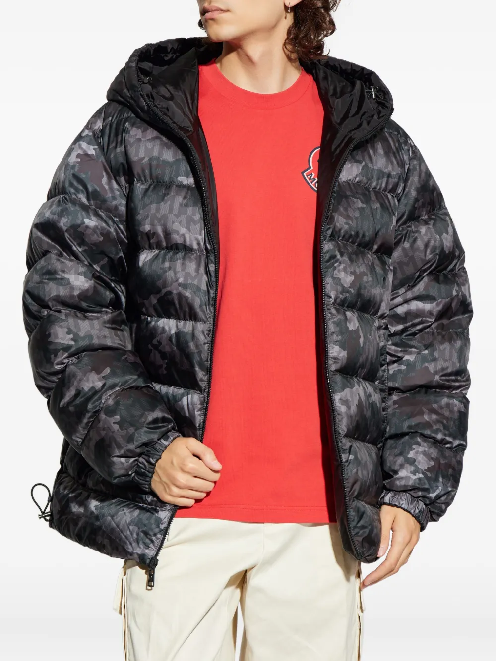 Moncler Donsjack met ritssluiting en capuchon Zwart