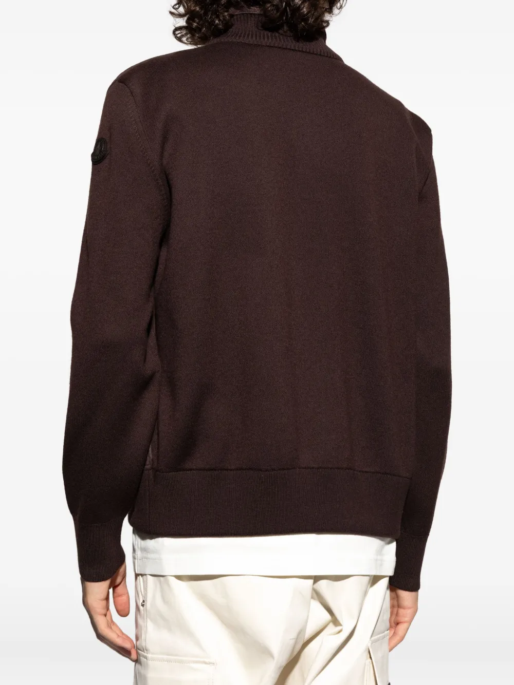 Moncler Vest met suède gebreid vlak Bruin