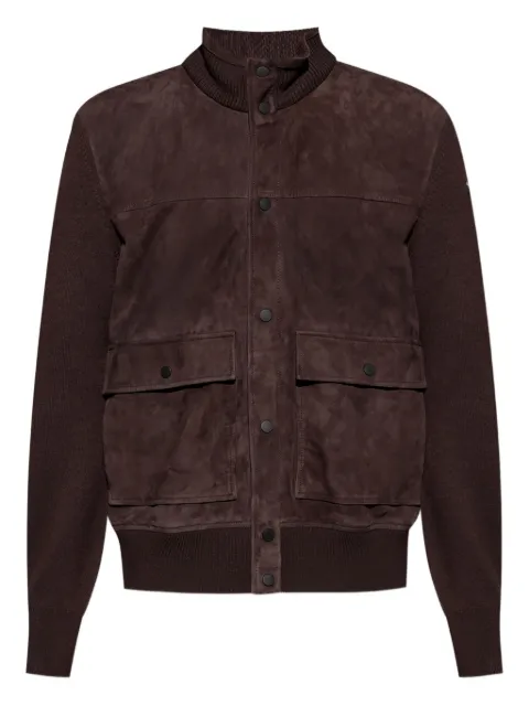 Moncler suede knitted panel cardigan