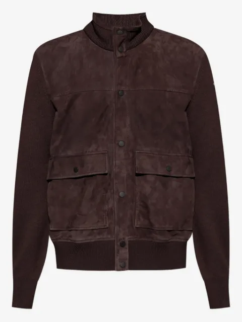 Moncler suede knitted panel cardigan