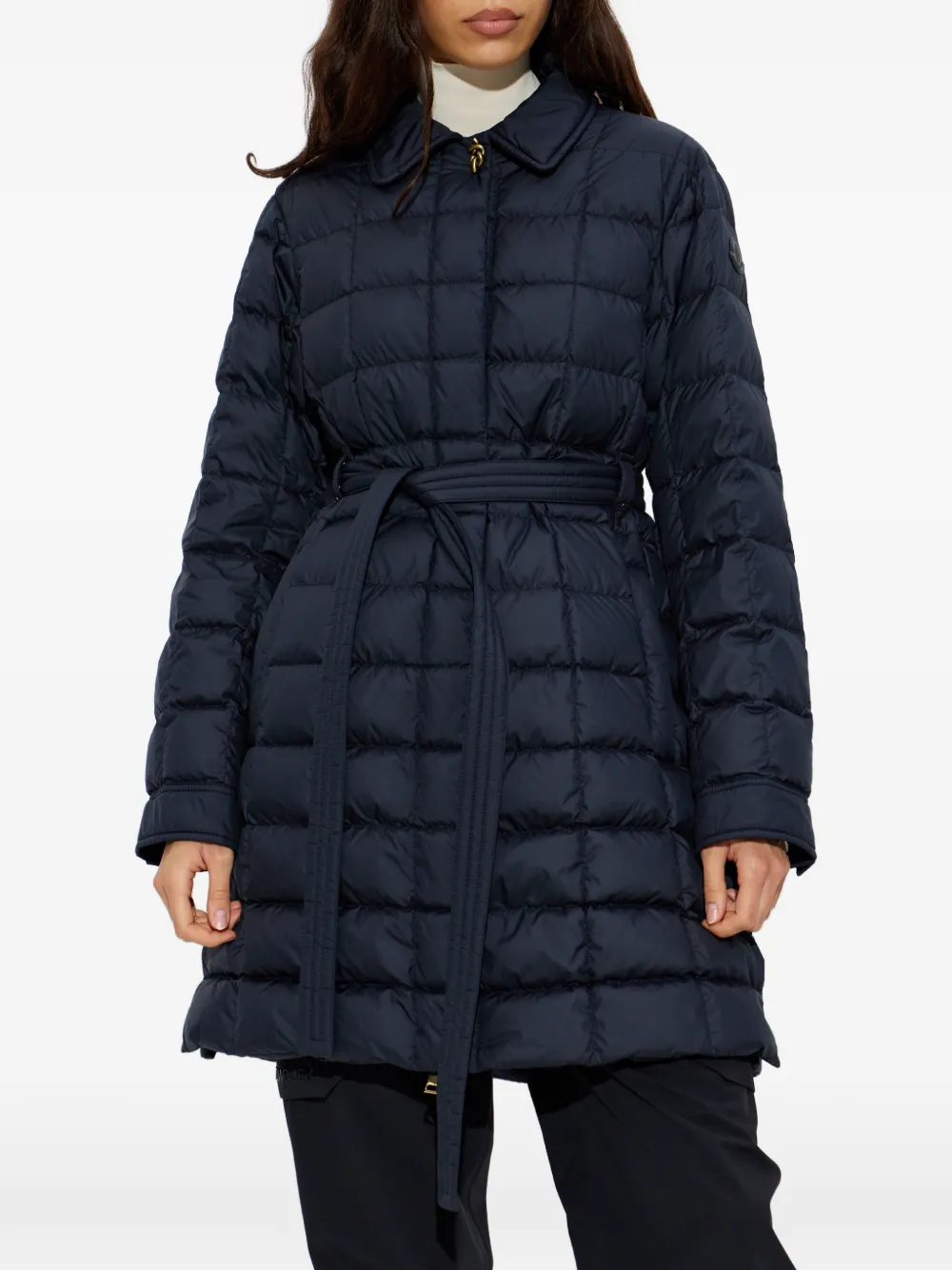 Moncler Gresillon Quilted Belted Coat In Multi