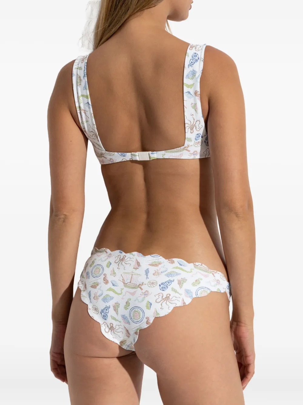 Marysia Antibes Cameo-print Bikini Bottoms In White