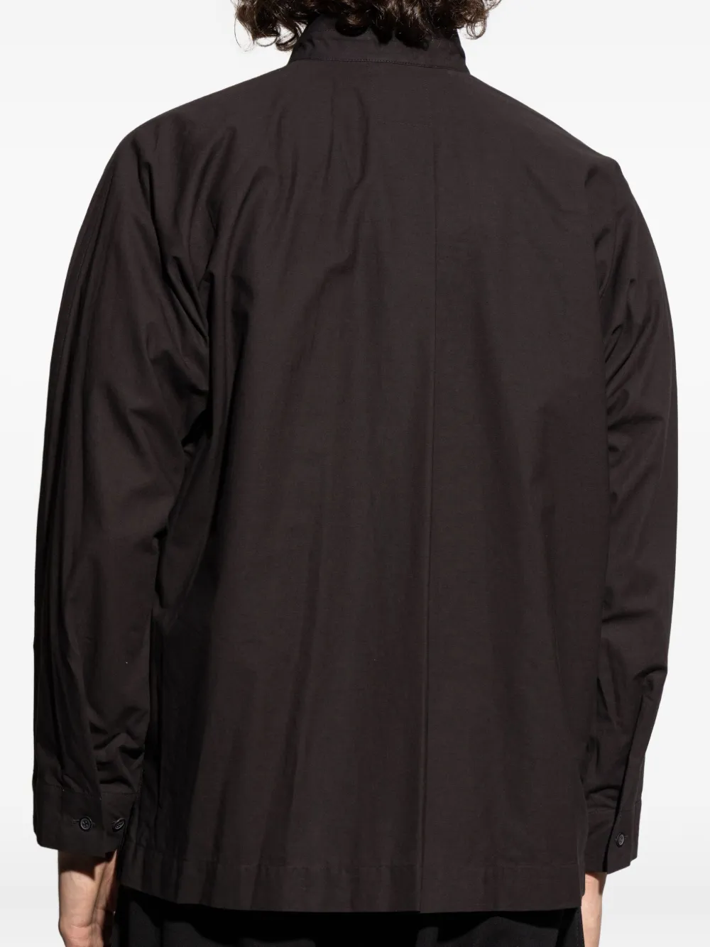 Homme Plissé Issey Miyake Overhemd met ronde opstaande kraag en zak Zwart