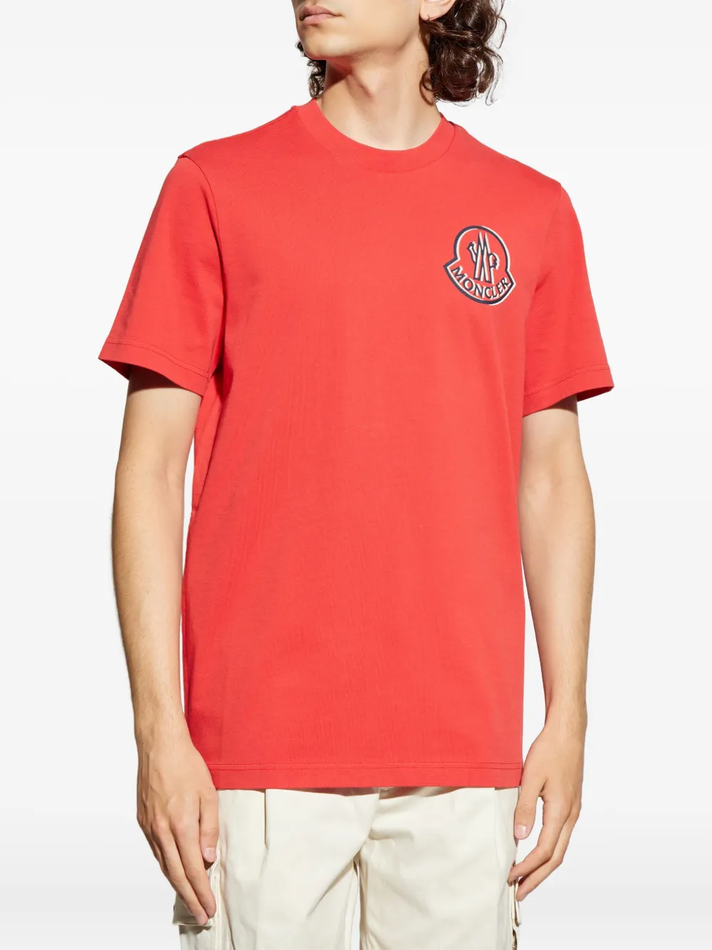 Moncler Katoenen T-shirt met logoprint Rood