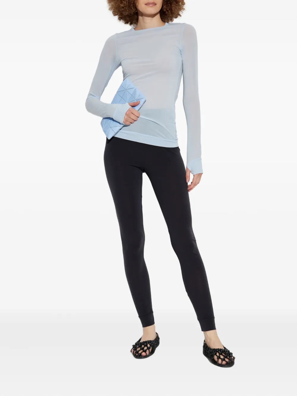 Issey Miyake speckled elastic-waistline leggings - Zwart