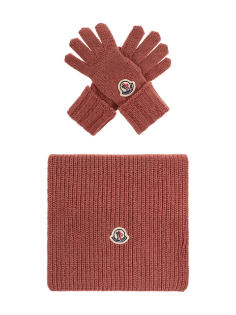 Moncler Enfant ribbed wool gloves scarf set