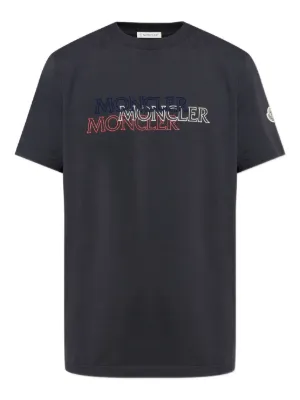 Moncler logo-print T-shirt | Blue | FARFETCH