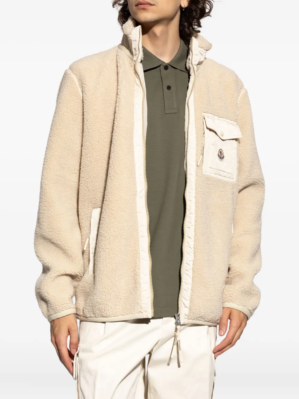 Moncler Patch-pocket Fleece Sweater In Neutral