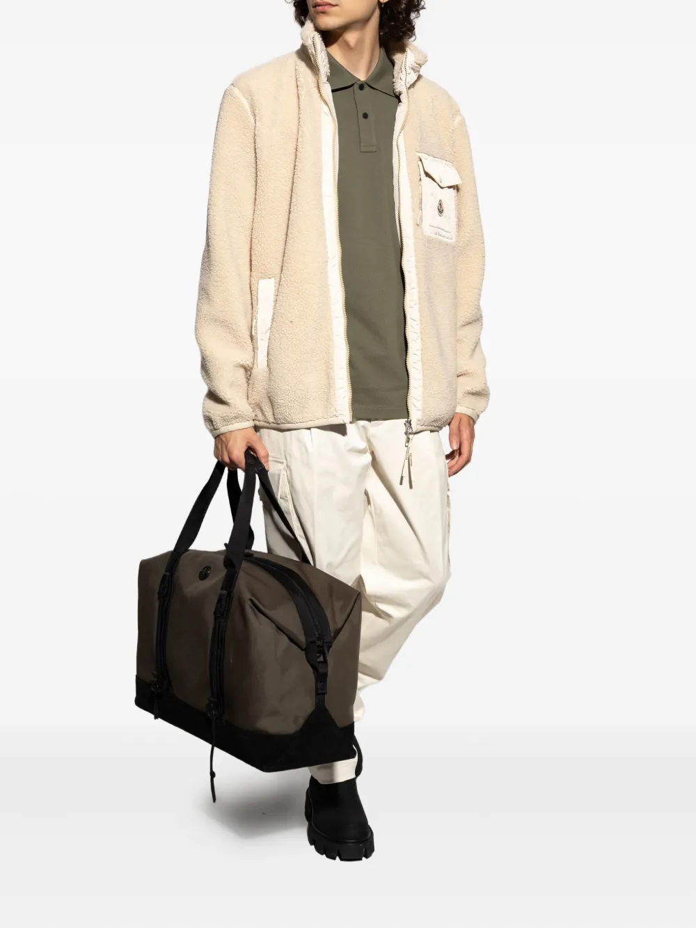 Moncler patch-pocket fleece sweater - Beige