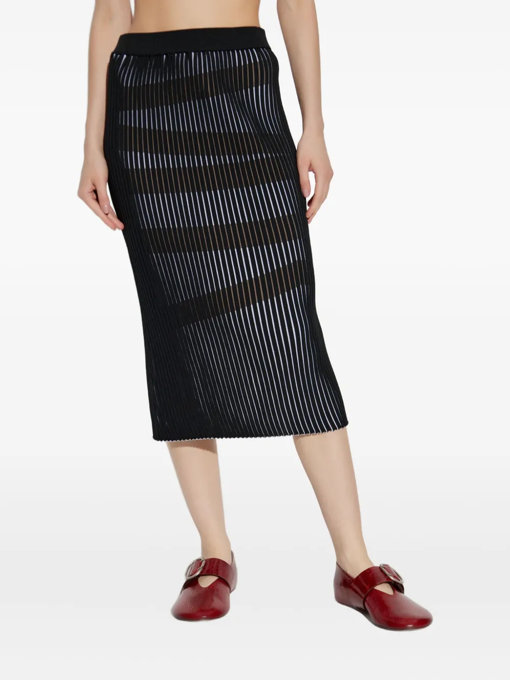 Issey Miyake striped slit skirt | Pleated Skirts | Image 2