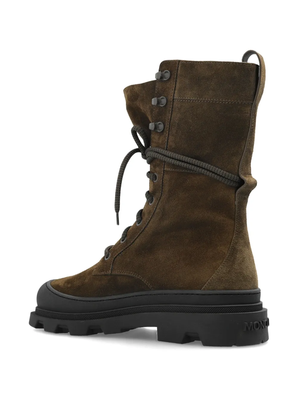 Moncler Lace-up Suede Boots In Green