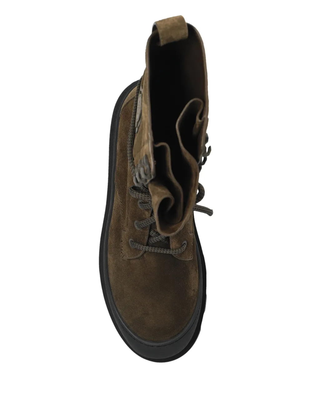 Moncler Lace-up Suede Boots In Green