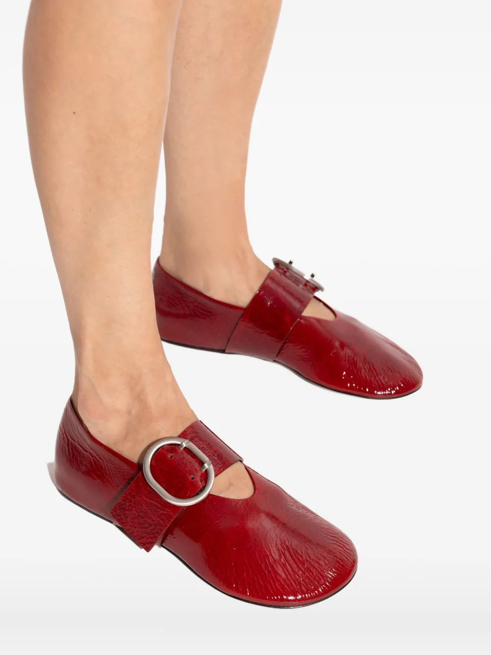 Jil Sander buckle-detail ballet flats Red