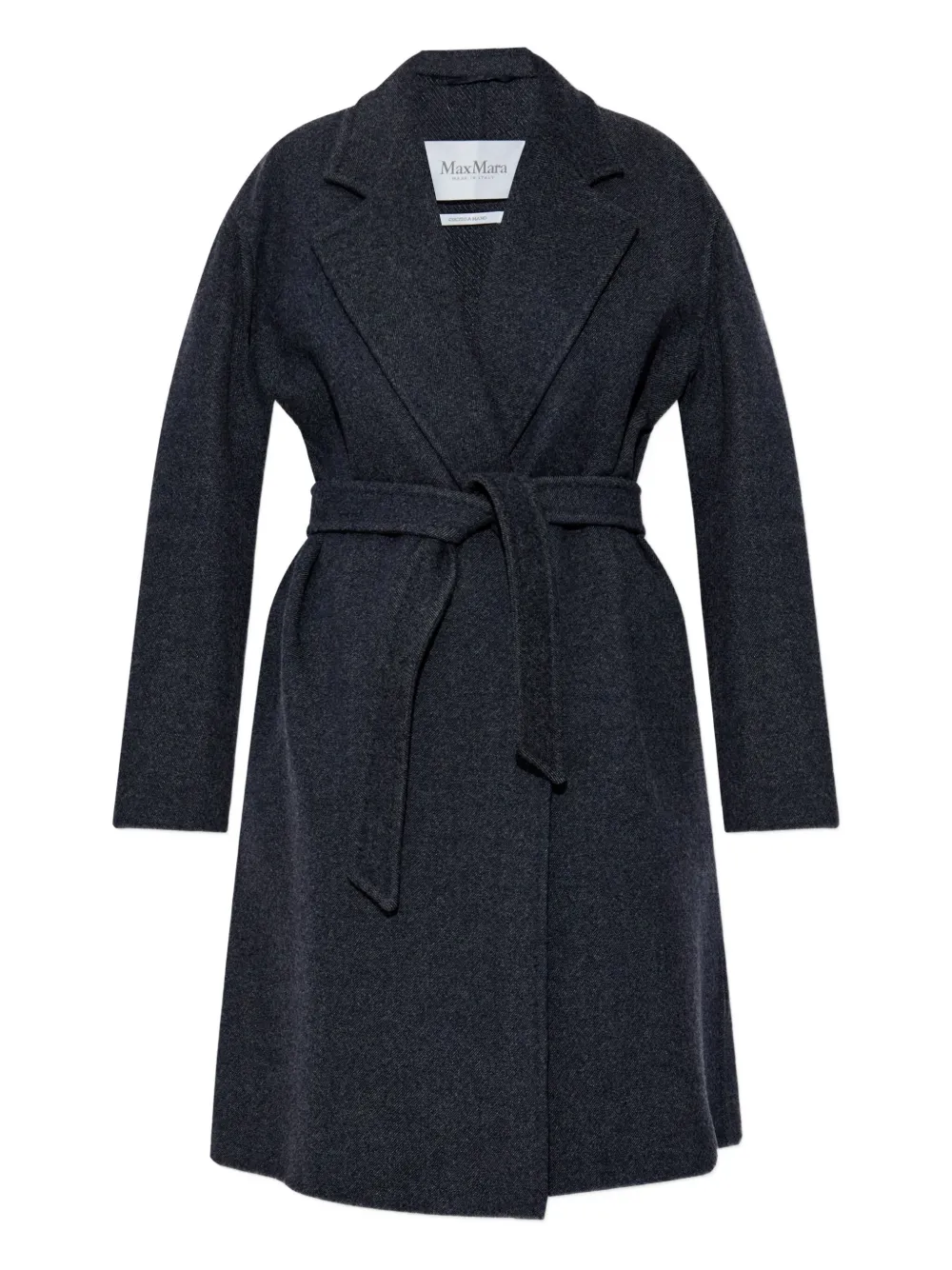 Max Mara Belted Wool Coat In Blue