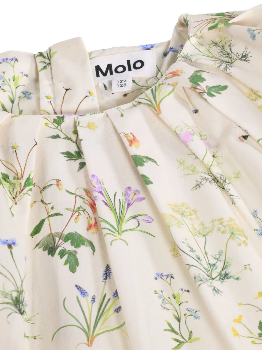 Molo Christen jurk met pofmouwen en bloemen Beige