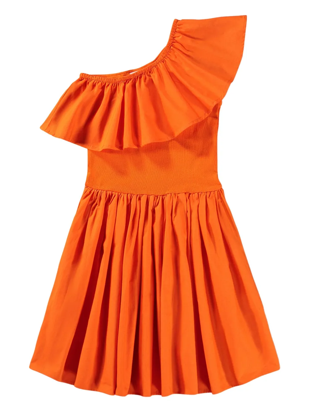 Molo Abito Chloey monospalla con ruches - Arancione