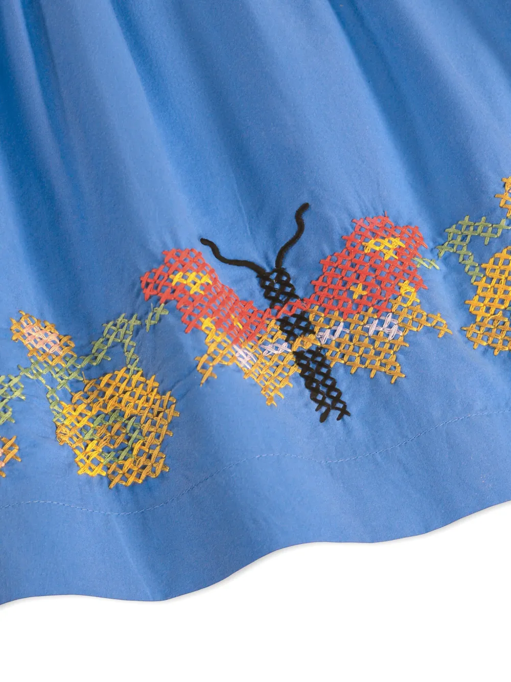 Butterfly Embroidered Square-Neck Top