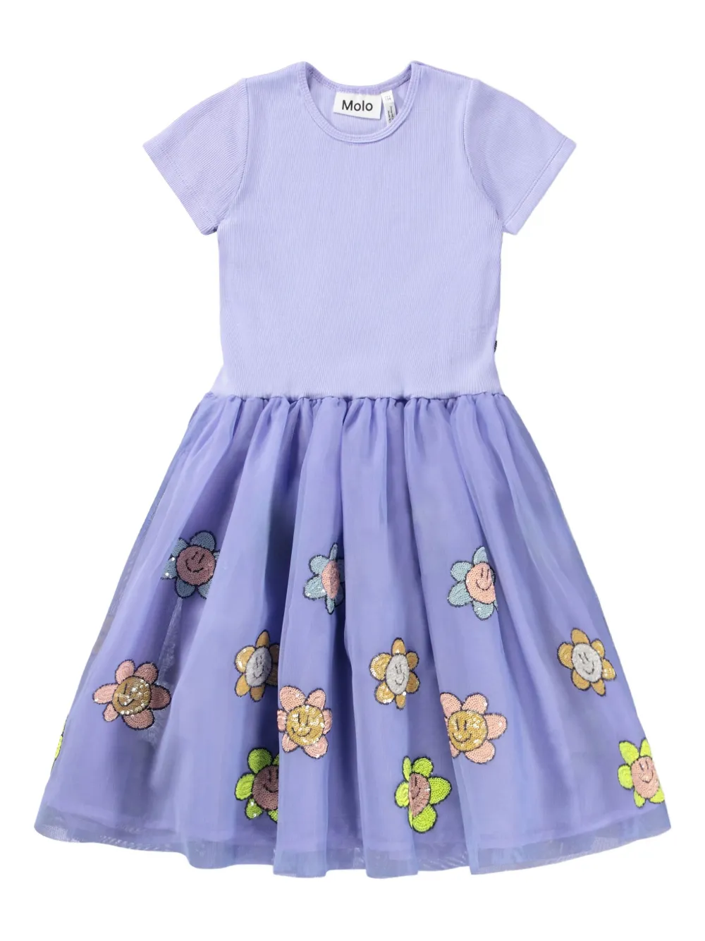 Molo Abito Cyrusila in tulle con paillettes - Viola