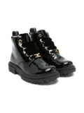Elisabetta Franchi La Mia Bambina patent-finish boots - Black