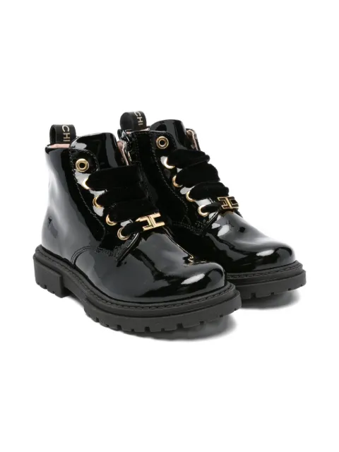 Elisabetta Franchi La Mia Bambina patent-finish boots