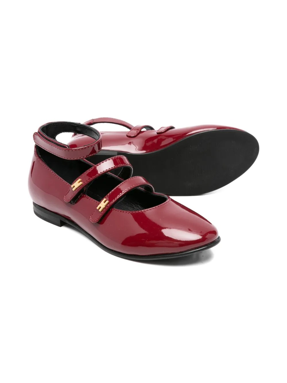 Elisabetta Franchi La Mia Bambina patent-leather ankle-strap ballerinas - Rood