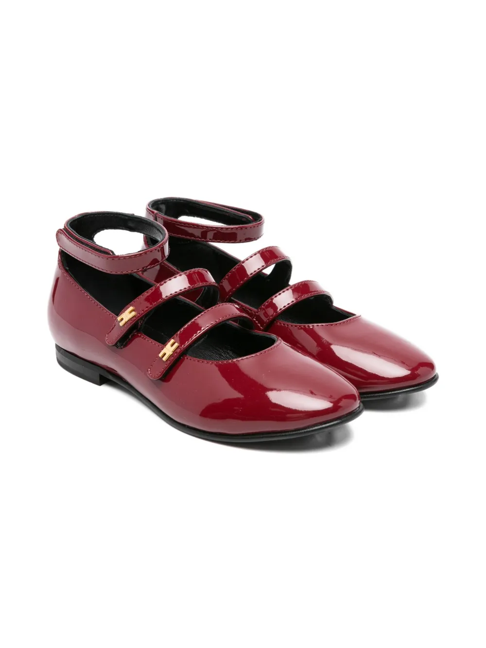 Elisabetta Franchi La Mia Bambina patent-leather ankle-strap ballerinas Rood