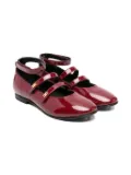 Elisabetta Franchi La Mia Bambina patent-leather ankle-strap ballerinas - Red