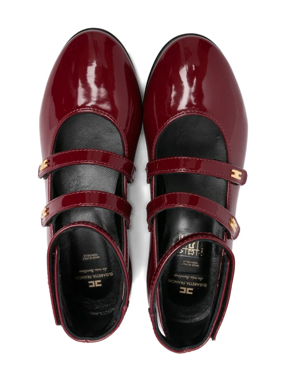 Elisabetta Franchi La Mia Bambina patent-leather ankle-strap ballerinas Rood