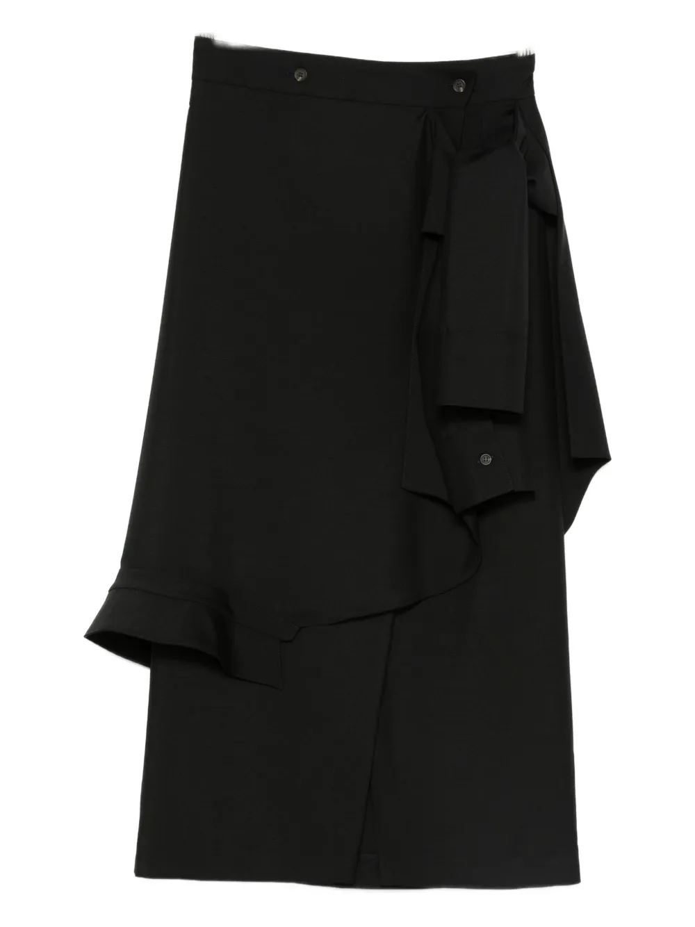 Róhe ruffled asymmetric midi skirt - Nero