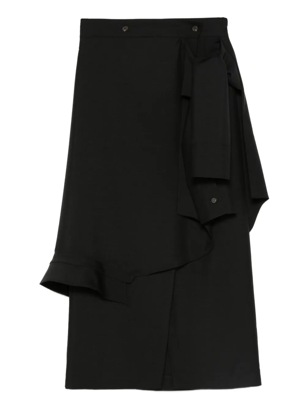 Rohe Ruffled Asymmetric Midi Skirt In Black