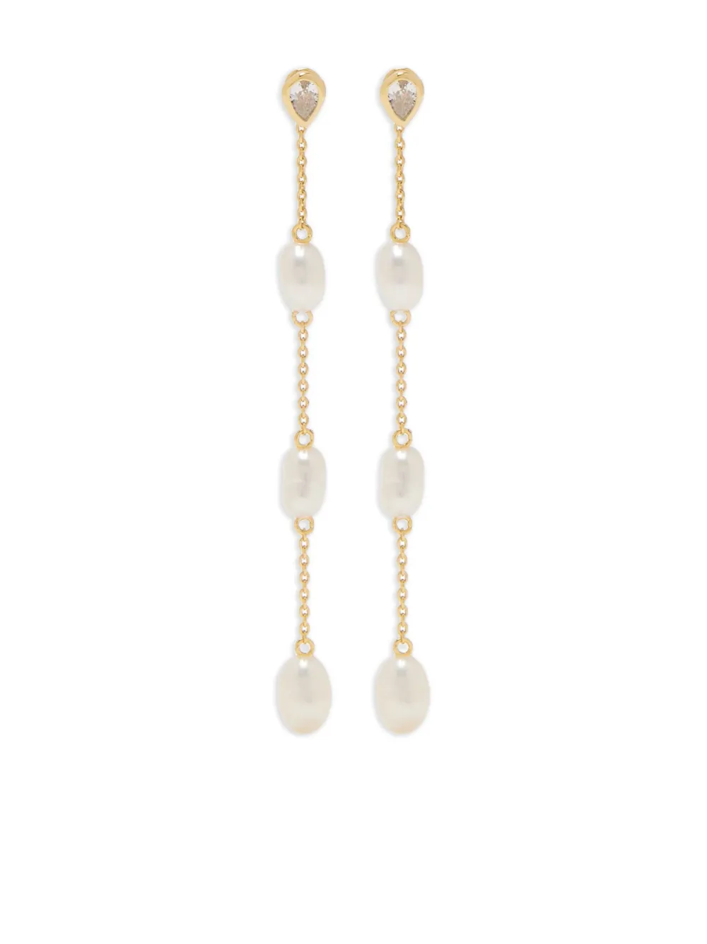 Astrid & Miyu pearl chain drop earrings | Gold | Image 1